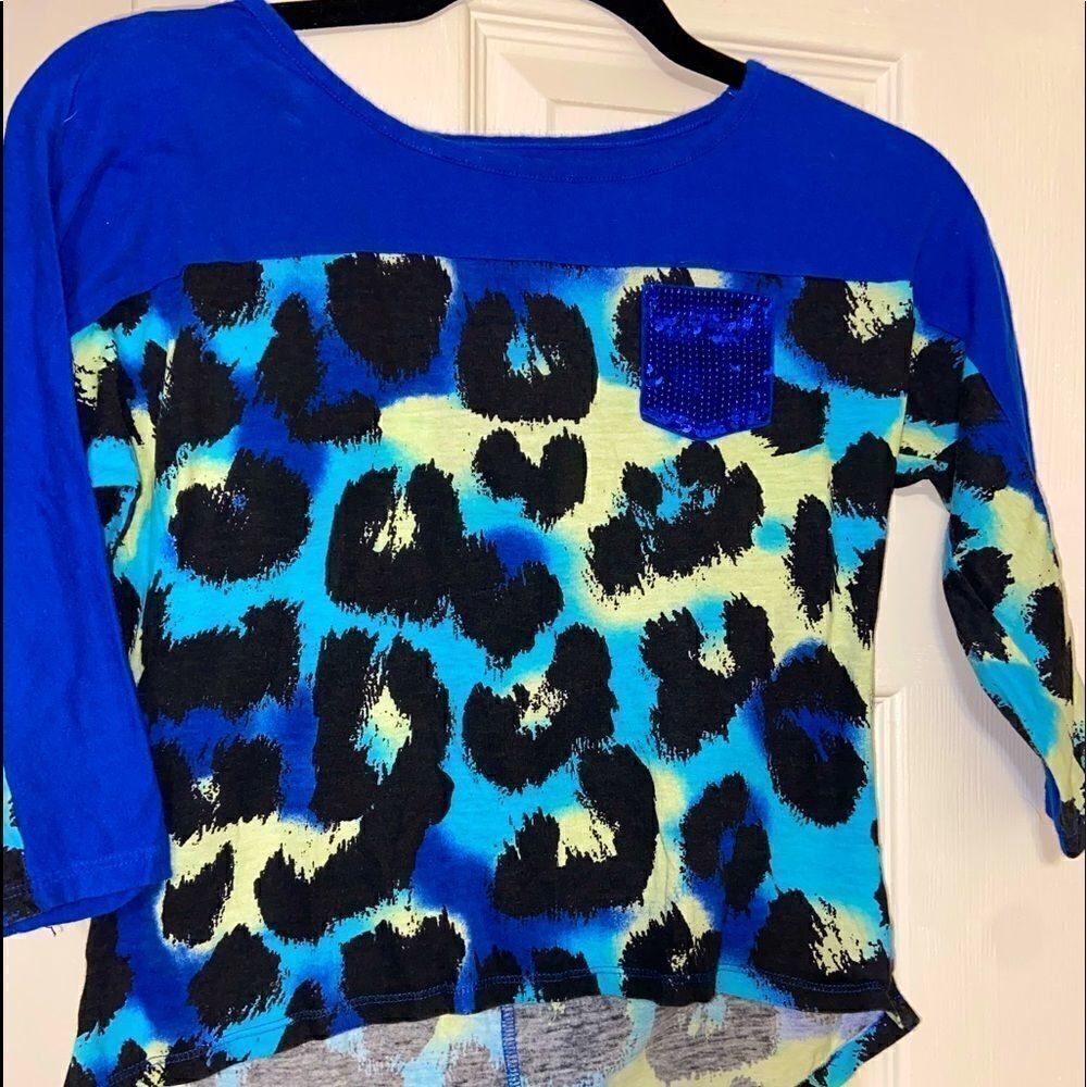 Justice 3/4 sleeve sequins pocket top